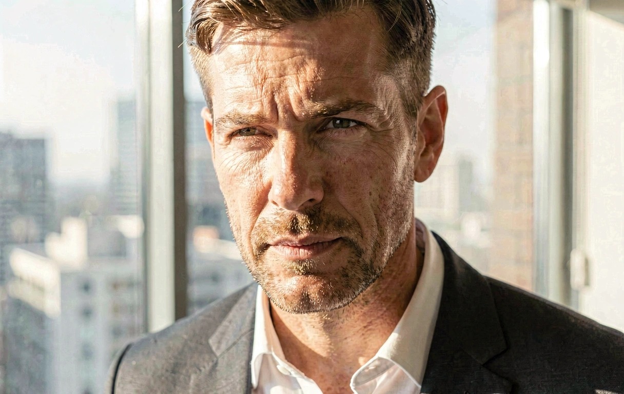 Moderni muškarac fokusiran na dnevnu rutinu